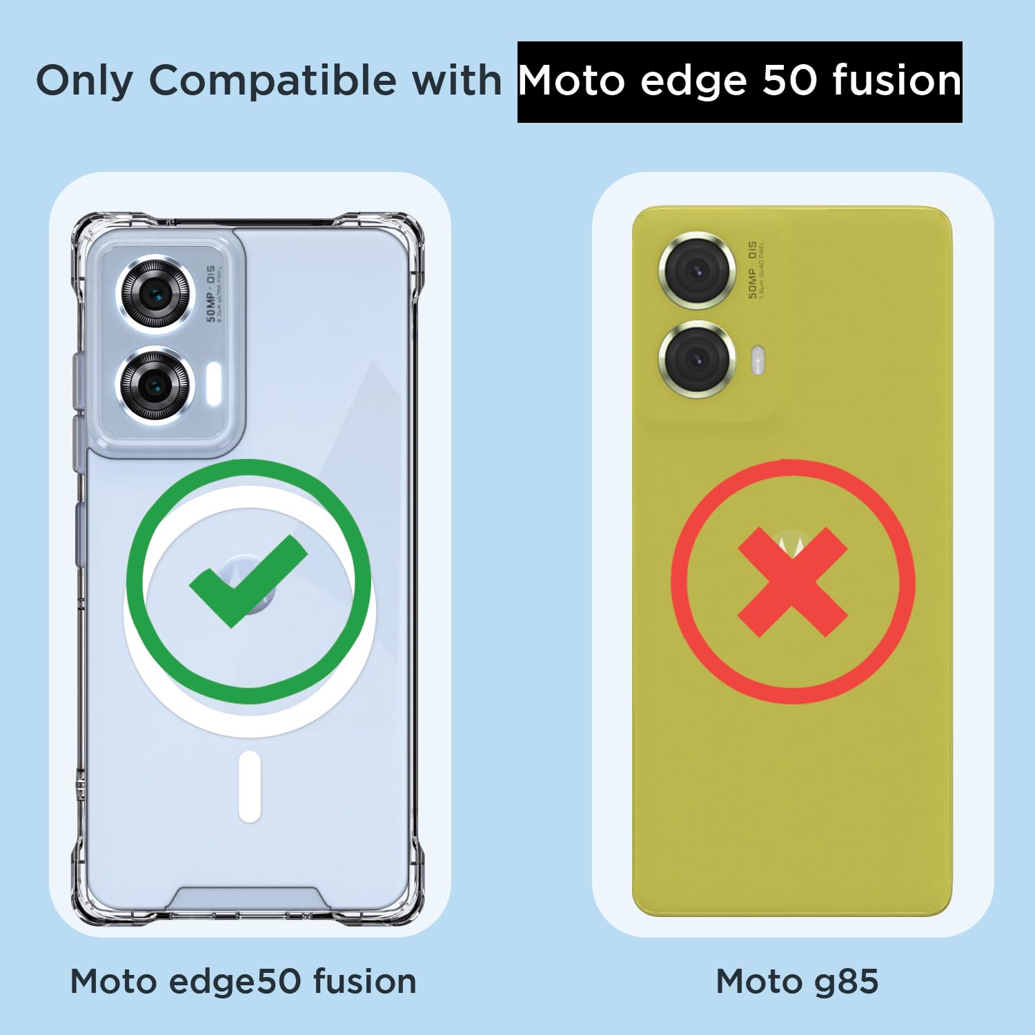 Pikkme Motorola Moto Edge 50 Fusion 5G Mag-Safe Shockproof PC + TPU Back Cover (Transparent)