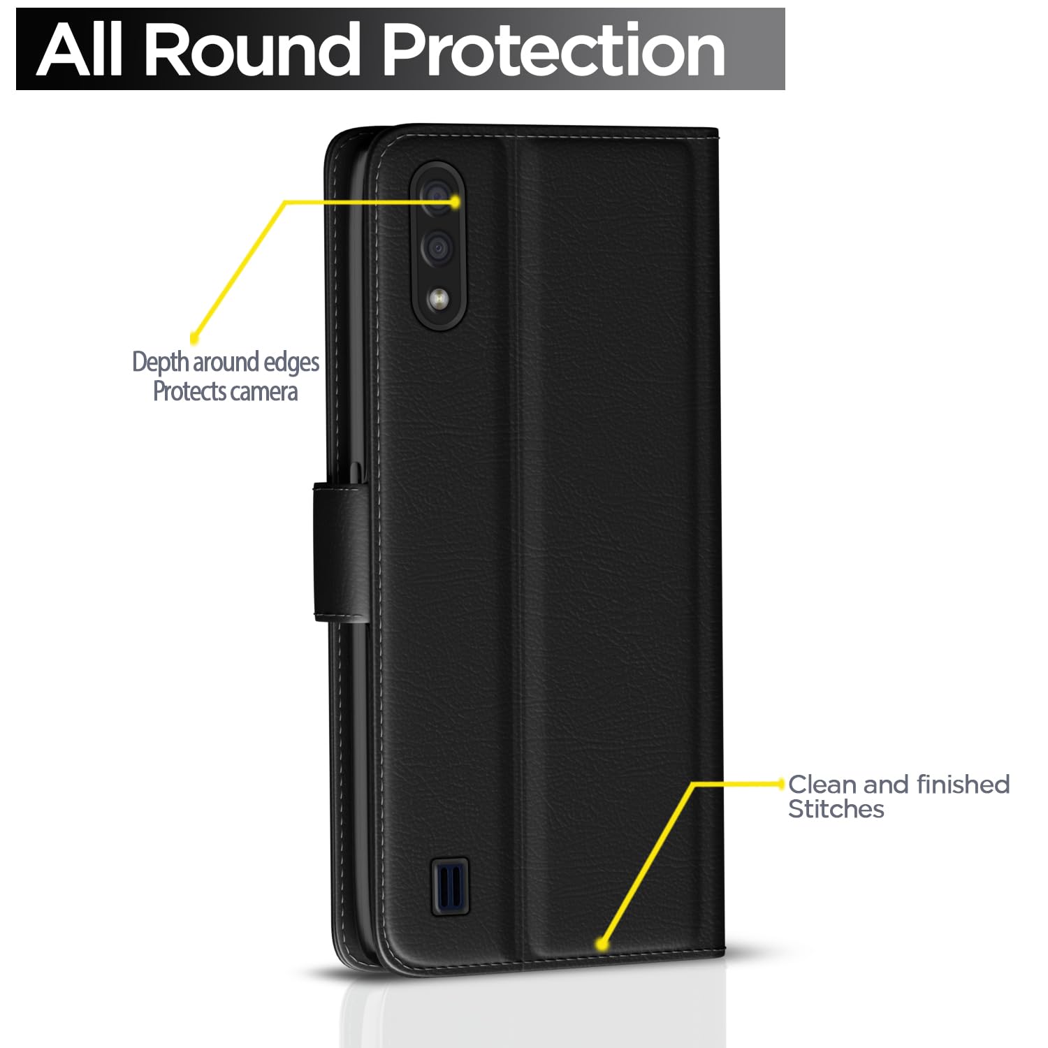 Pikkme Samsung Galaxy M01 Flip Cover (Black)