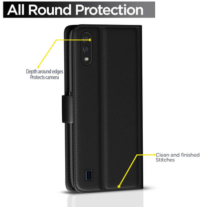 Pikkme Samsung Galaxy M01 Flip Cover (Black)