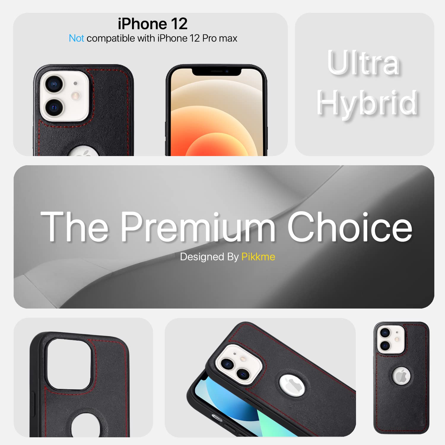 Pikkme iPhone 12 Luxe Series | Velvet Cloth Inside PU Leather Back Case (Black)