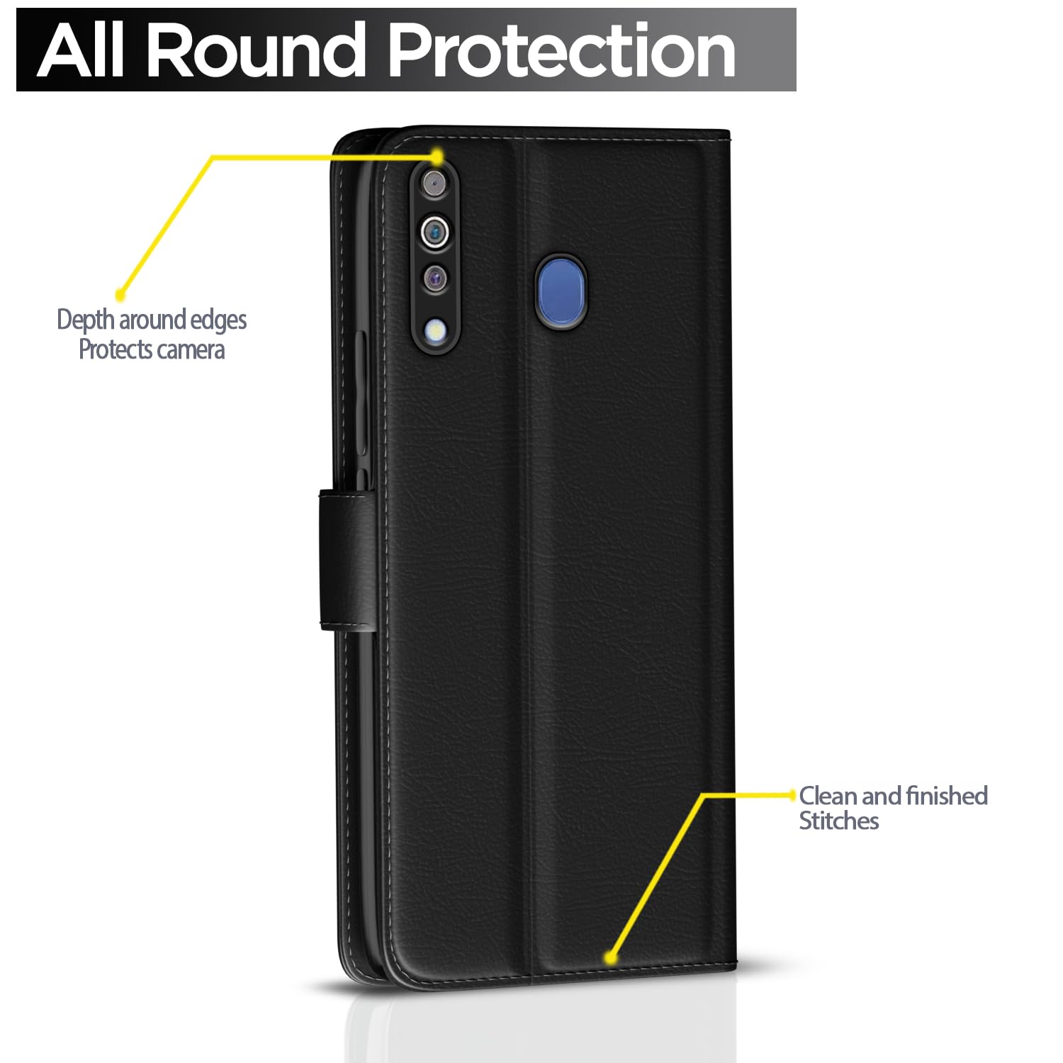 Samsung M30 Wallet flip case in black by Pikkme – photo 4