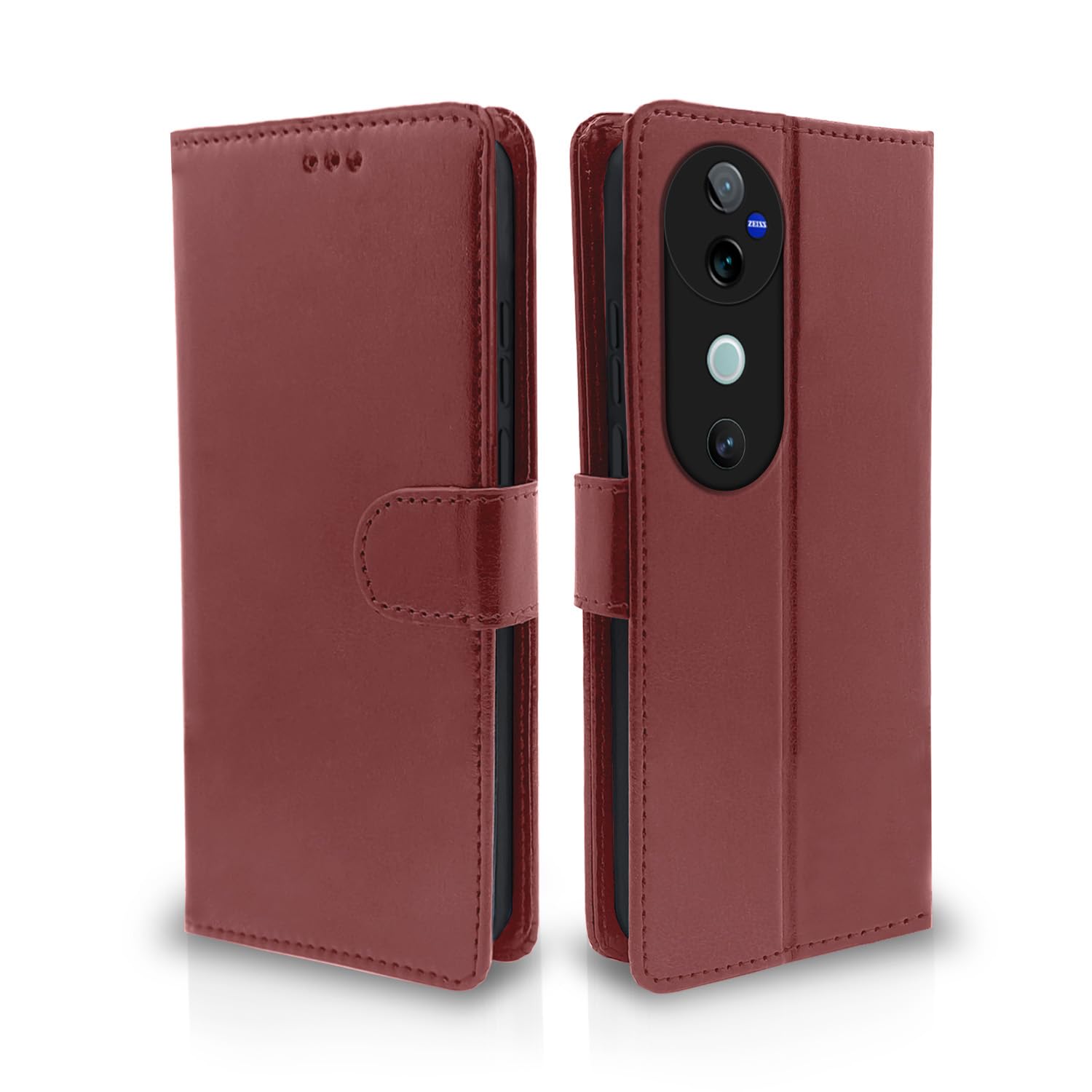 Pikkme brown Wallet mobile flip cover for Vivo V40/V40 Pro/T3 Ultra 5G