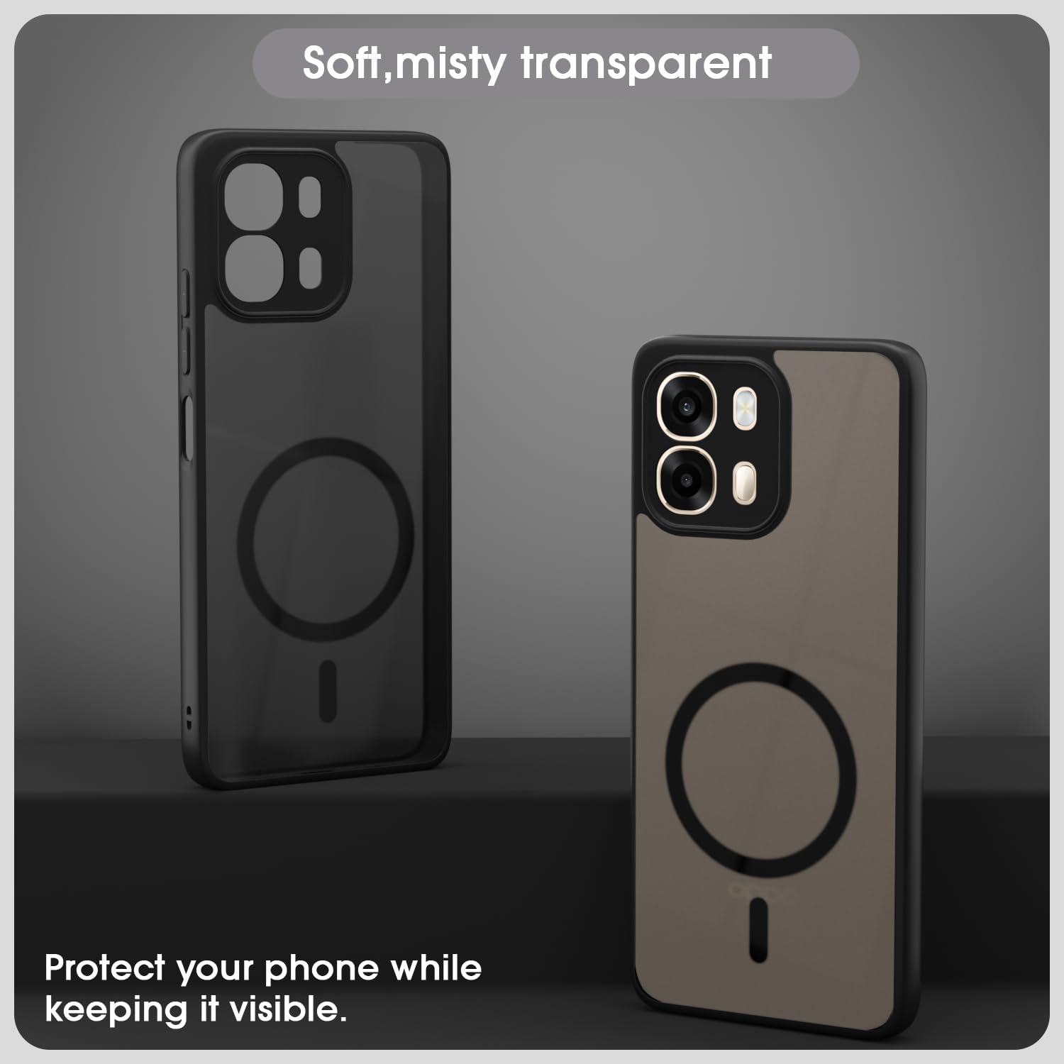 Black smoke mag-safe mobile back cover for Oppo A6 Pro 5G – Pikkme – photo 3