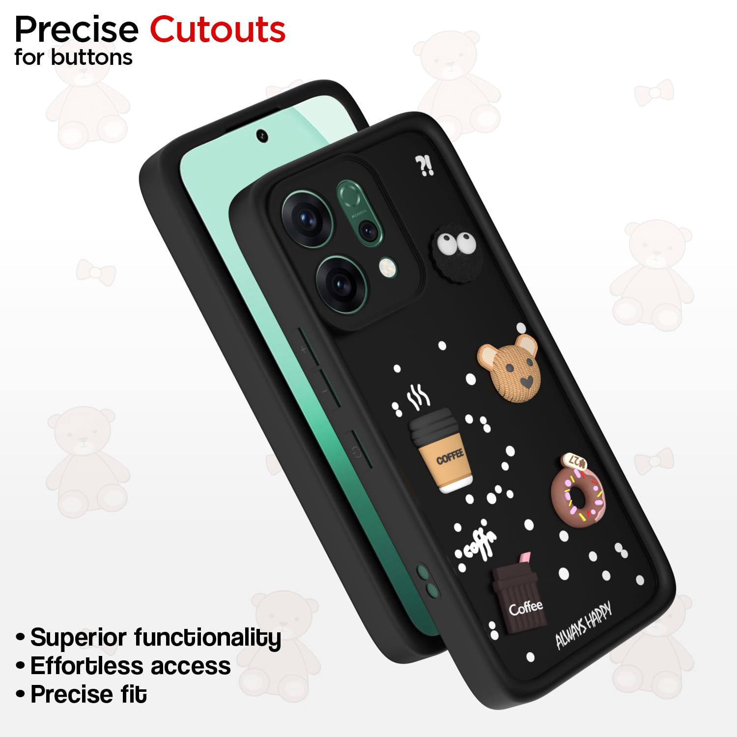 Oppo Reno 14 5G Silicone mobile back cover in black by Pikkme – photo 6