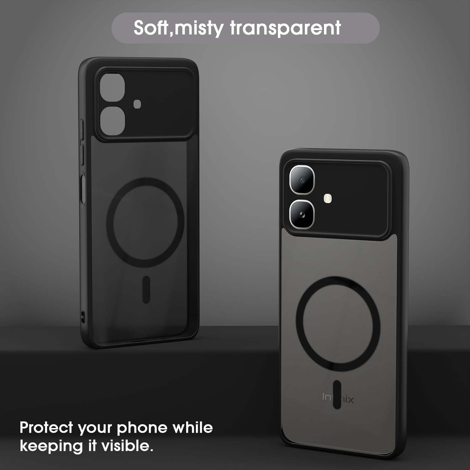 Black smoke mag-safe mobile cover for Infinix Smart 20 – Pikkme – photo 3