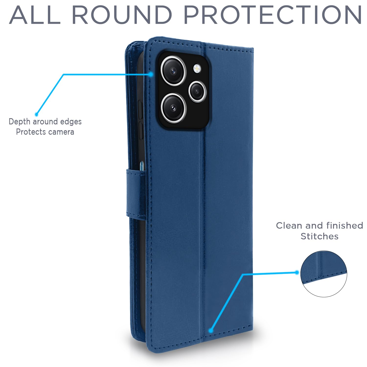 Pikkme blue wallet flip cover for Redmi 12 4G – photo 4