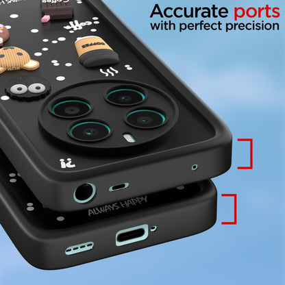 Pikkme Realme 12 Plus 5G / P1 5G / Narzo 70 5G / 70 Pro 5G Fun Cartoon 3D Bear Coffee Back Cover (Black)