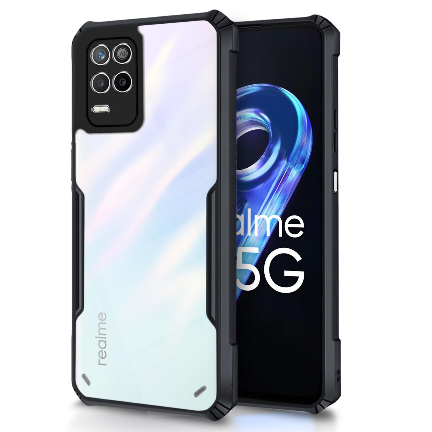 Realme 9 5G Hybrid mobile back cover in black by Pikkme
