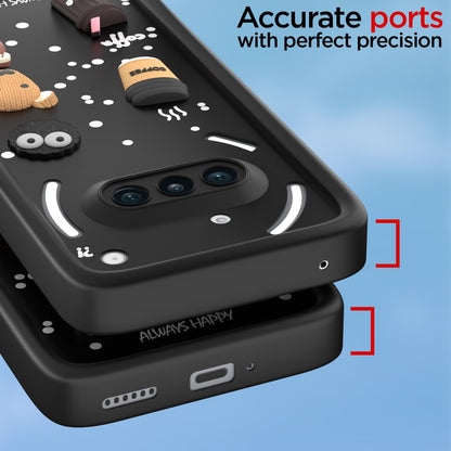 Pikkme Nothing Phone 3a 5G Cute Fun Cartoon 3D Bear Coffee Back Cover (Black)