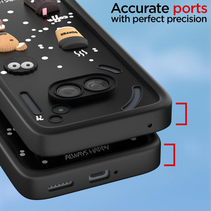 Pikkme Nothing Phone 2A / Nothing Phone 2A Plus Cute Fun Cartoon 3D Bear Coffee Back Cover (Black)