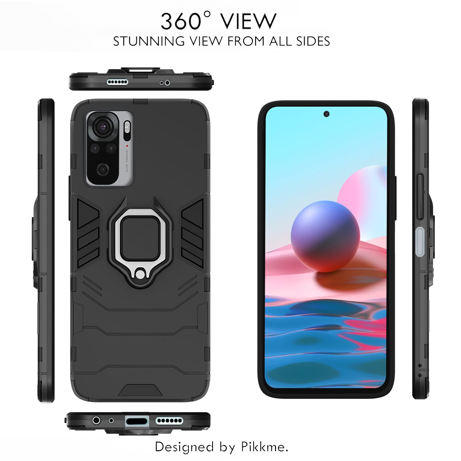Pikkme Redmi Note 10 / Redmi Note 10S D5 Tough Armor Back Cover | Black