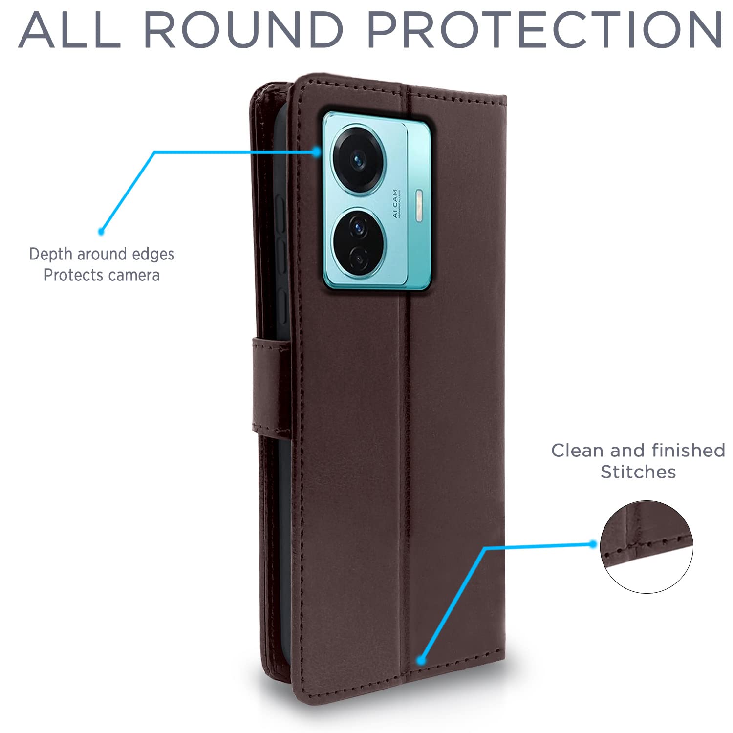 Pikkme Vivo T1 Pro/iQOO Z6 Pro 5G coffee mobile flip cover – photo 4
