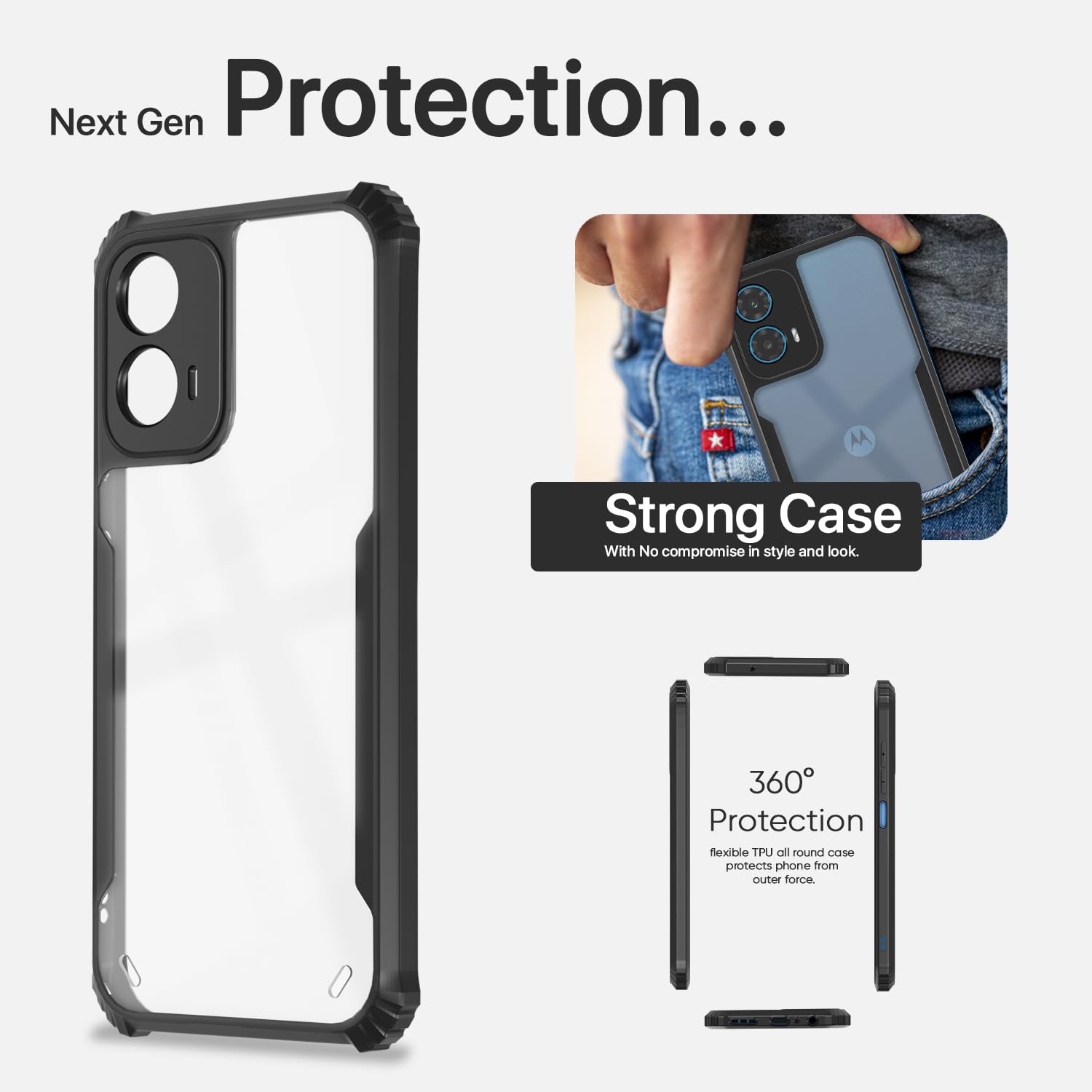 Pikkme Moto G34/G45 5G Clear black phone cover – photo 6