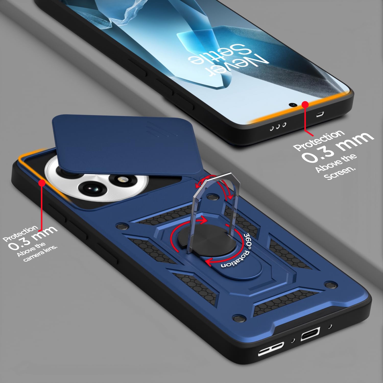 Pikkme OnePlus 13 5G/360 D10 Camera Shield blue mobile cover – photo 4