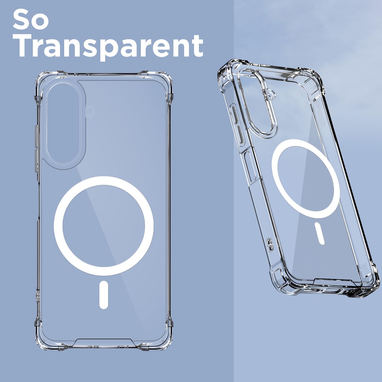 Pikkme Samsung Galaxy A26 5G Mag-Safe Shockproof PC + TPU Back Cover (Transparent)