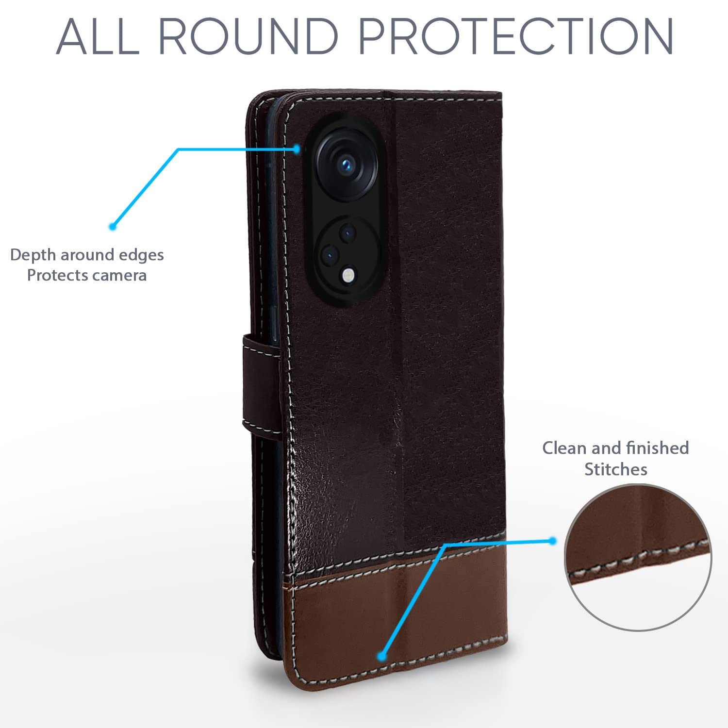 Pikkme Oppo Reno 8T 5G coffee & brown flip cover – photo 4