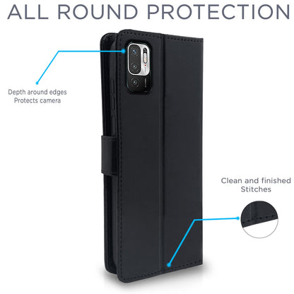 Pikkme Mi Redmi Note 10T 5G/Poco M3 Pro 5G Vintage Flip Cover (Black)