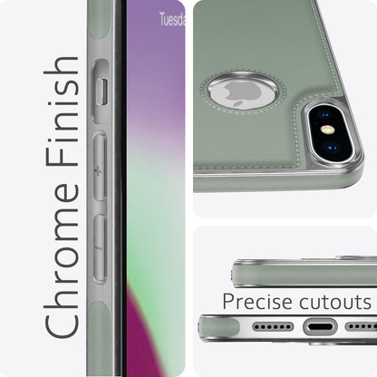 Pikkme iPhone Xs Max Silver Electroplated Chrome Leather Back Cover (Green)