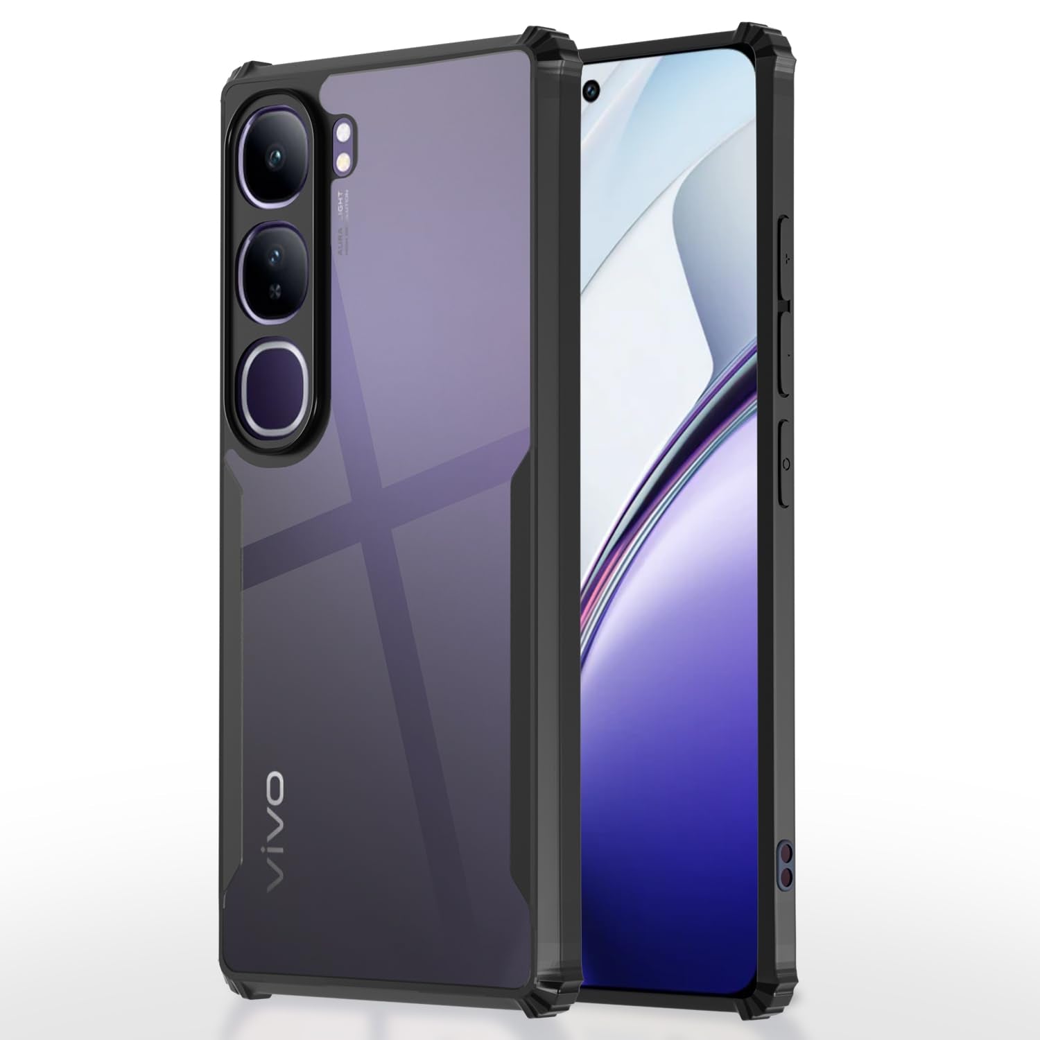 Black Clear back cover for Vivo V40 Lite 5G – Pikkme