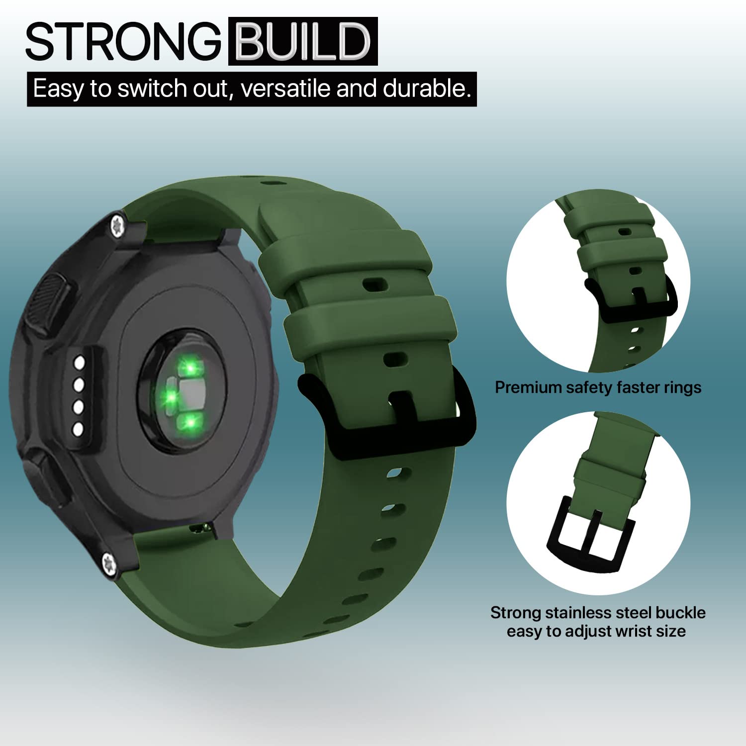 Pikkme Black Hook Strap Compatible (Olive Green) – photo 3