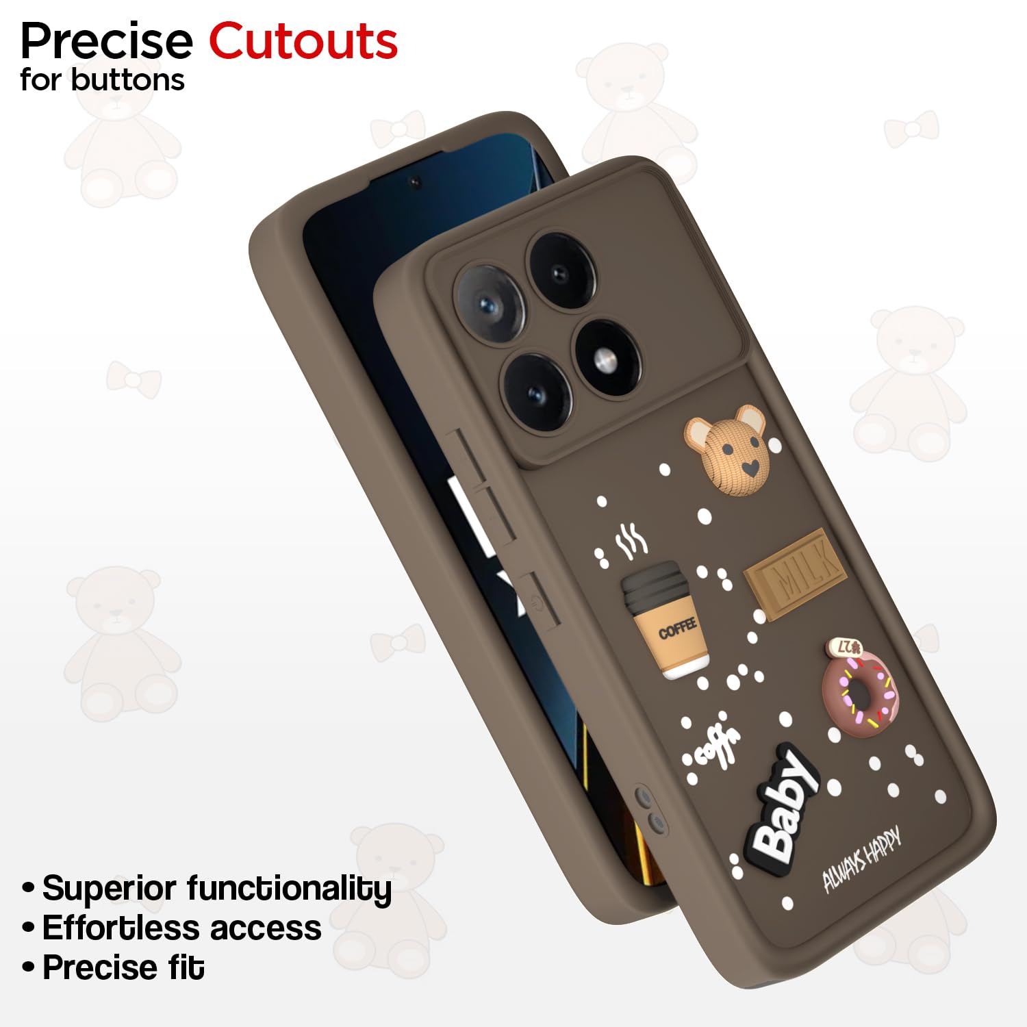 Brown Silicone mobile back cover for Poco X6 Pro 5G/3D – Pikkme – photo 6