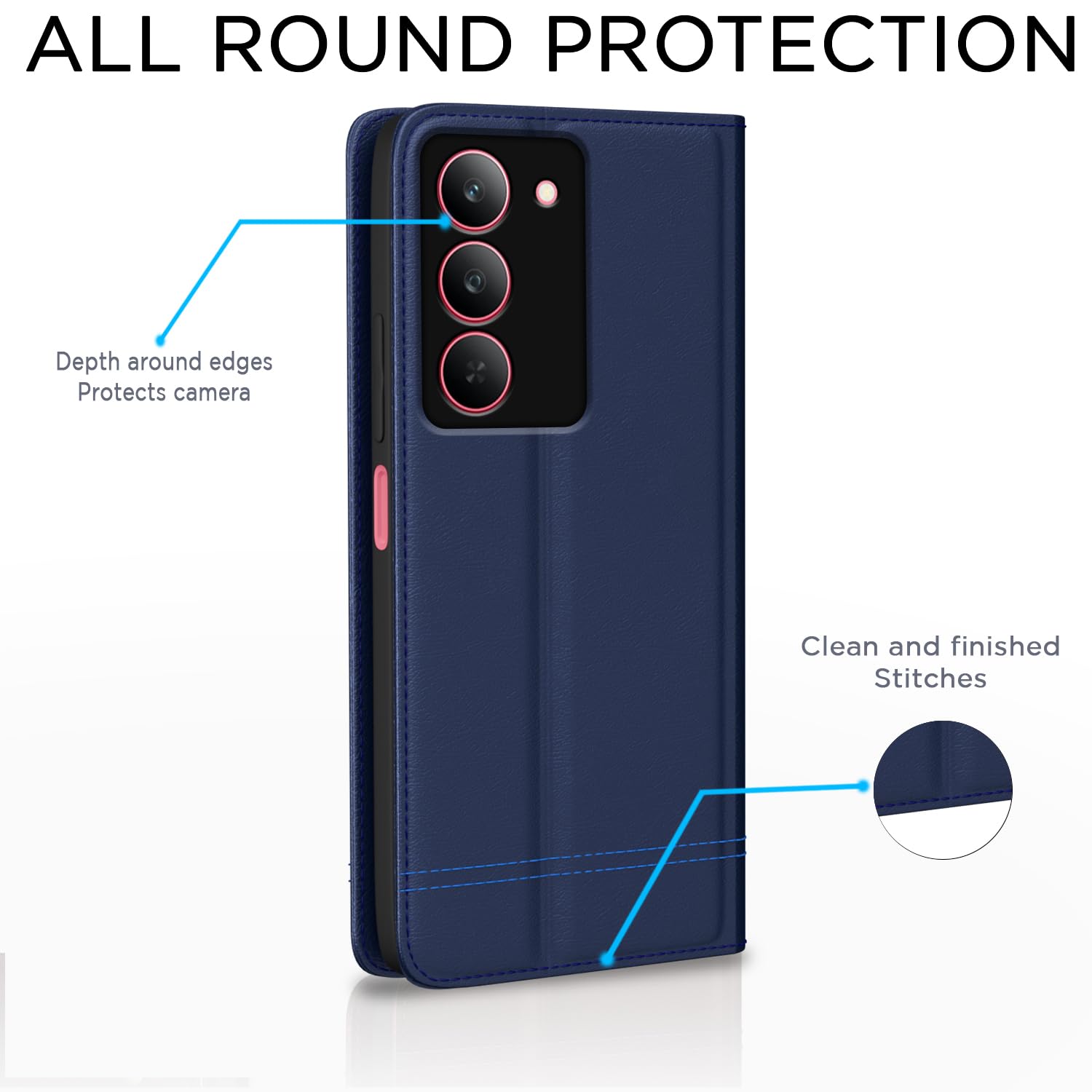 Realme Narzo 80x/P3x/14X 5G Magnetic flip cover in blue by Pikkme – photo 4
