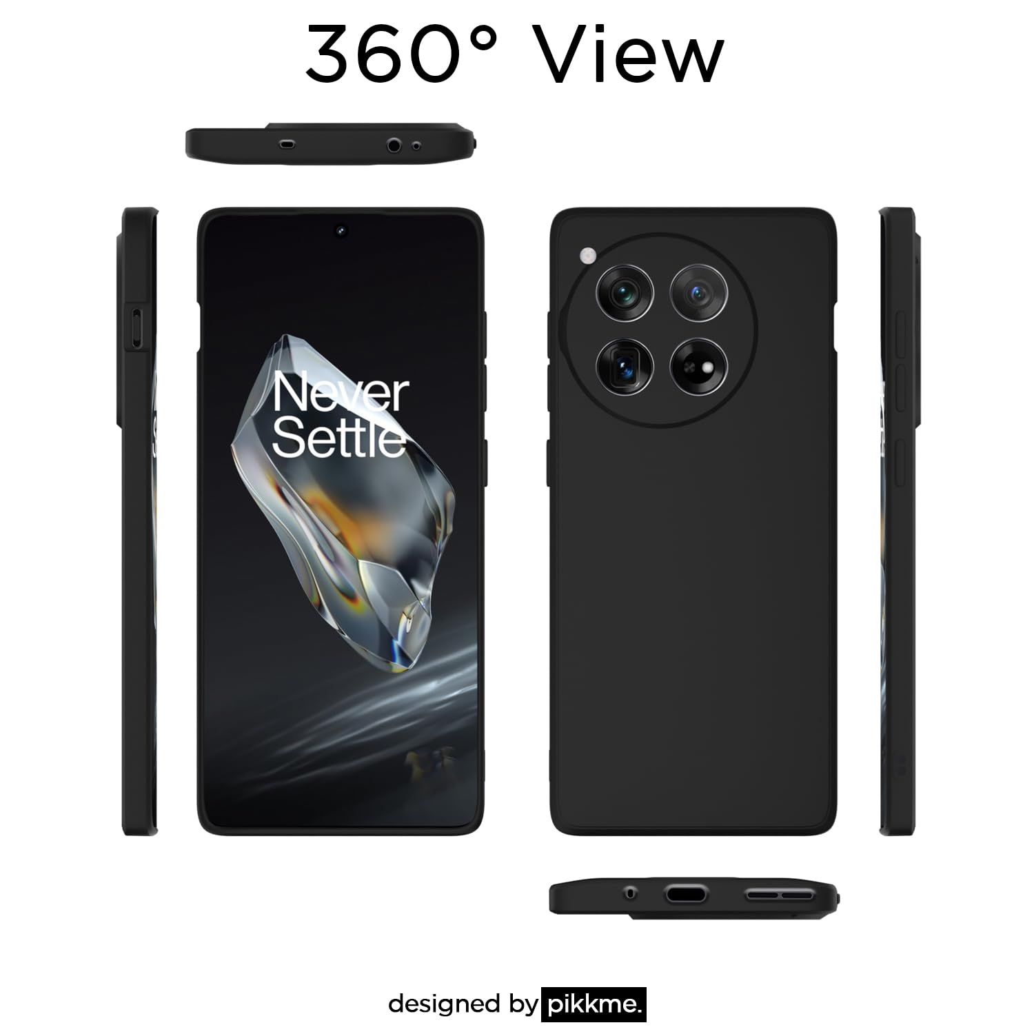 Pikkme One Plus 12 5G Soft Matte Silicone Shockproof Case (Black)