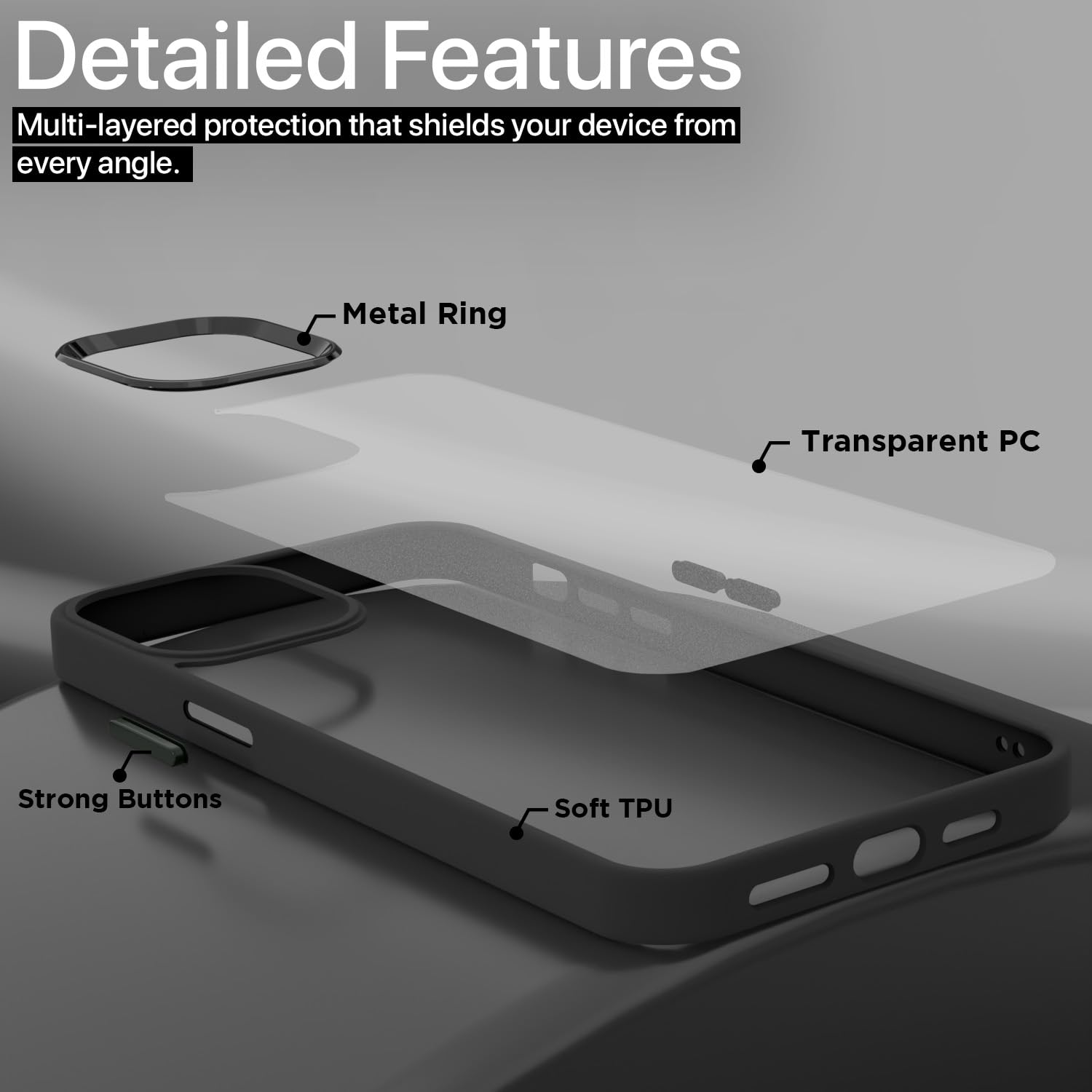 Pikkme iPhone 11 Pro Chrome Metal Ring Back Cover (Black)