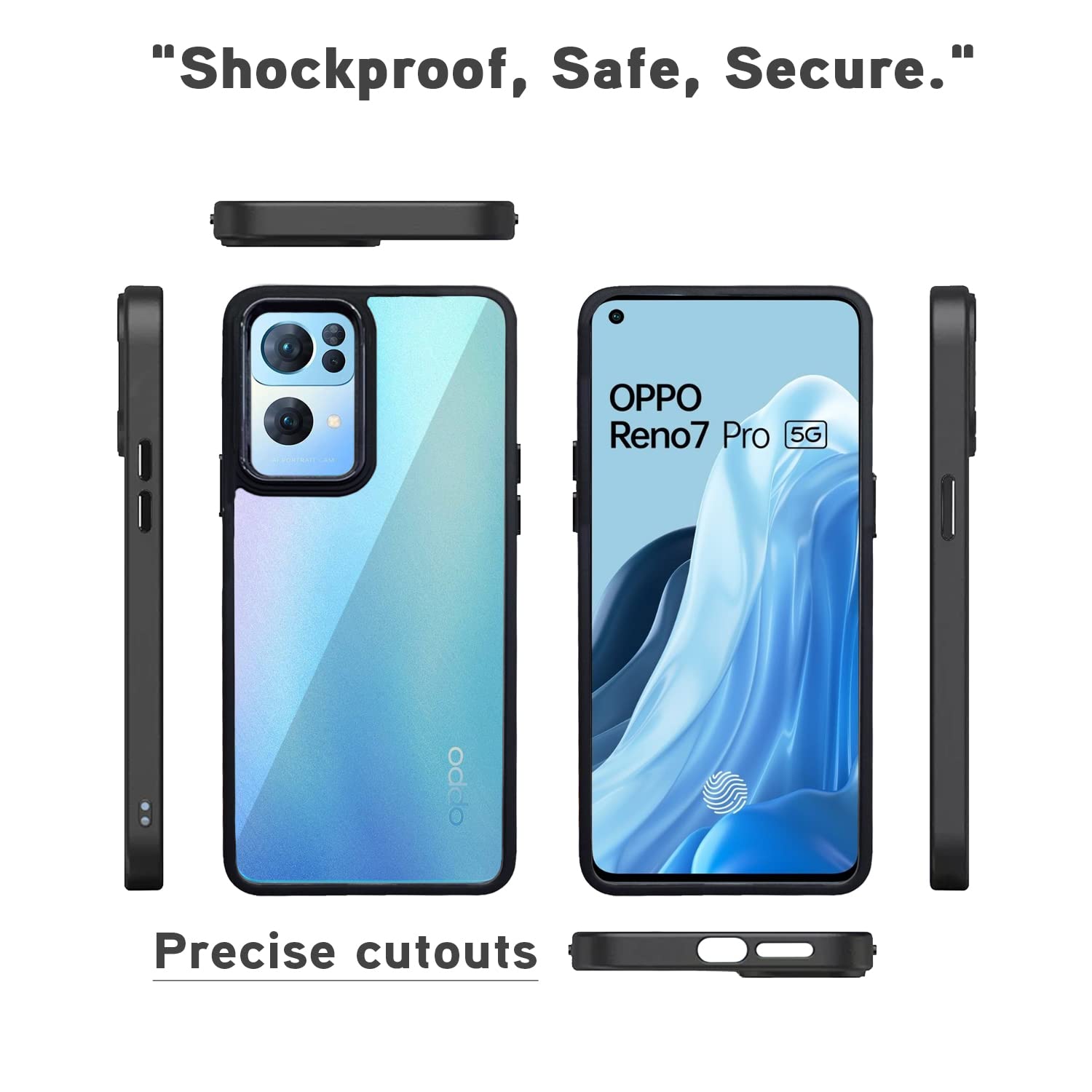 Pikkme Oppo Reno 7 Pro 5G Oppo Reno 7 Pro 5G Chrome Metal Ring Back Cover (Black)