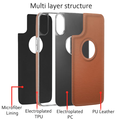Pikkme iPhone XR Silver Electroplated Chrome Leather Back Cover (Tan)