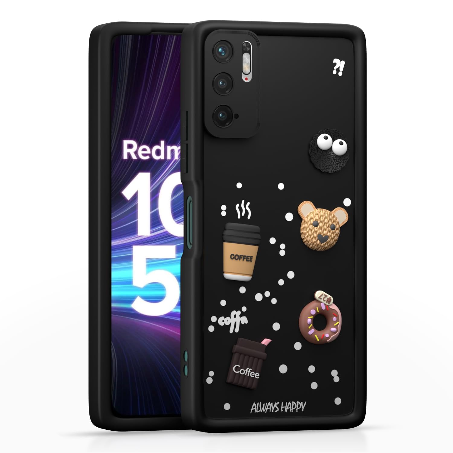 Pikkme Redmi Note 10T 5G black mobile back cover