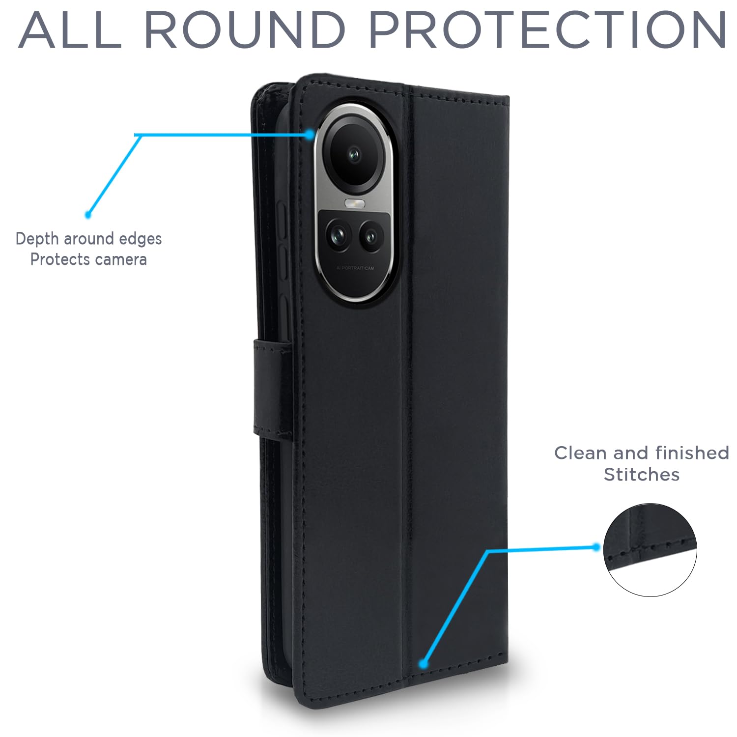 Pikkme black Wallet mobile flip cover for Oppo Reno 10 5G – photo 4
