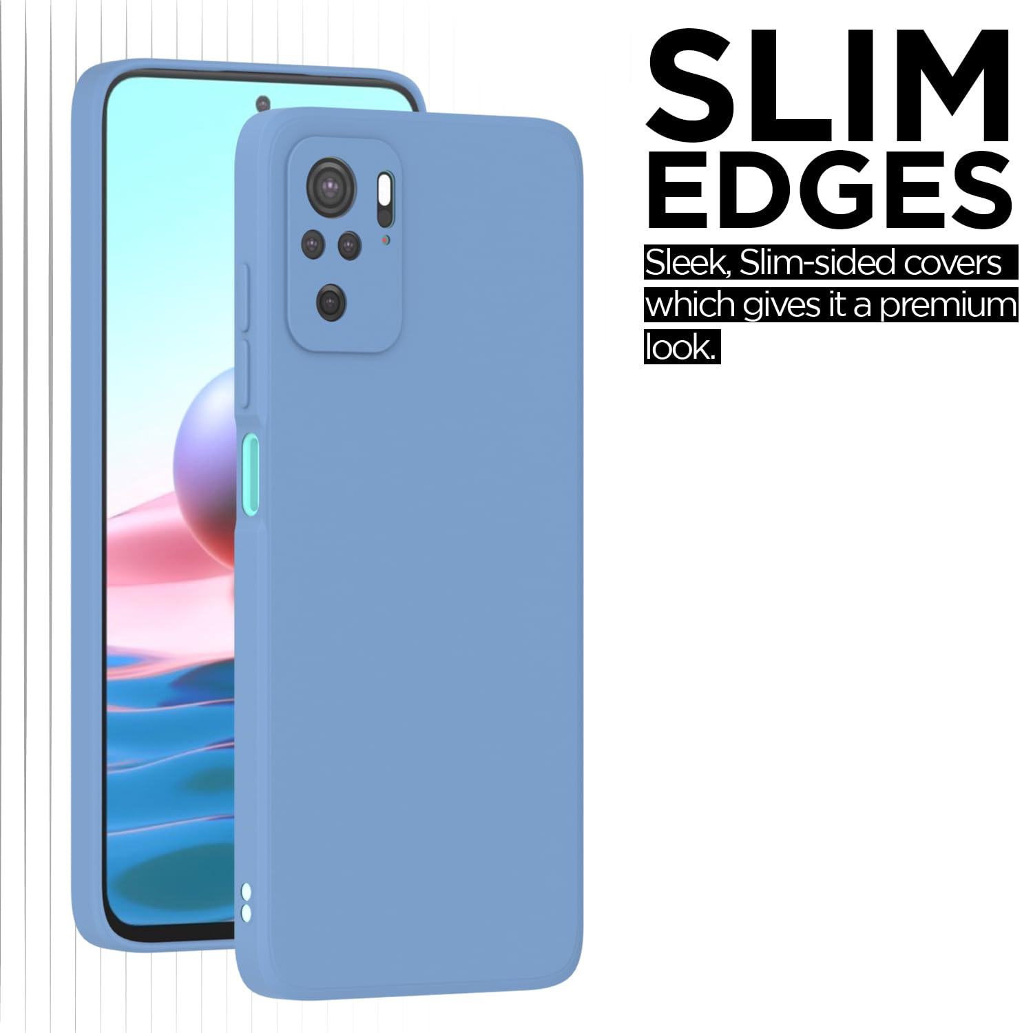 Pikkme Redmi Note 10 / Redmi Note 10S Soft Matte Silicone Shockproof Case (Aqua Blue)