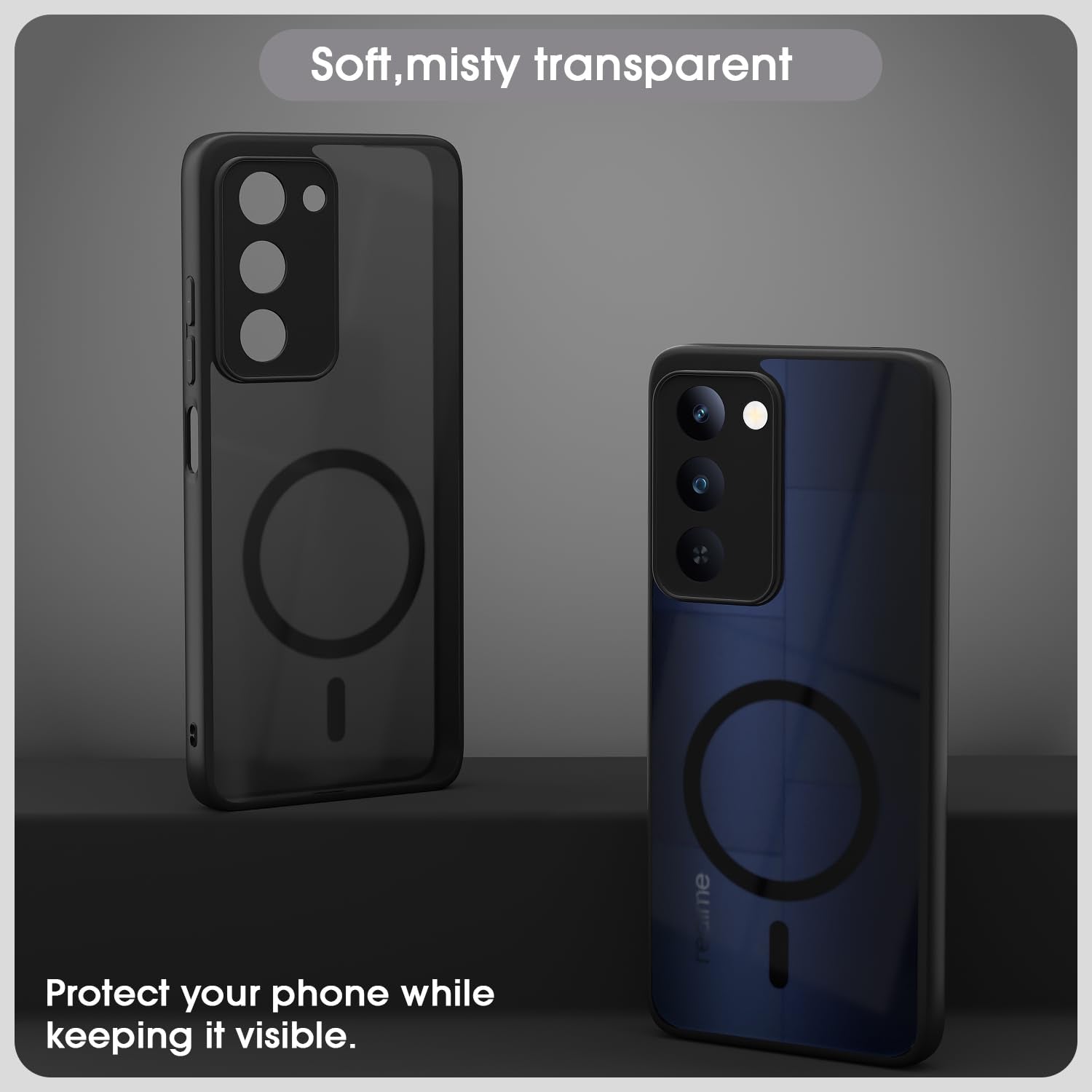 Realme P4 Lite 5G mobile cover in black smoke mag-safe by Pikkme – photo 3