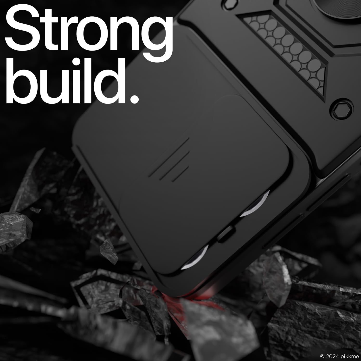 Pikkme Oppo Reno 13 5G Sliding Camera Shield & Stand D10 Tough Armor Back Cover (Black)