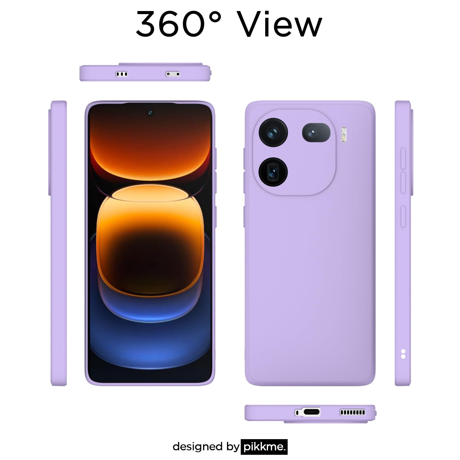 Pikkme iQOO 12 5G Soft Matte Silicone Liquid Silicone Back Cover (Purple)