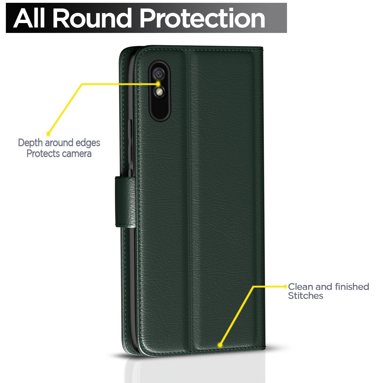 Redmi 9A/9i/9A Sport Wallet flip case in green by Pikkme – photo 4