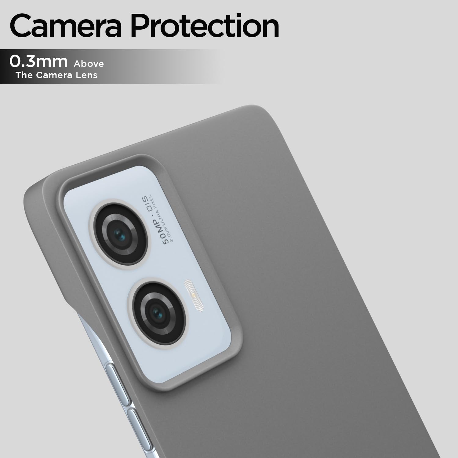Pikkme Moto Edge 50 Fusion 5G SideCut Soft Matte Silicone Back Cover (Grey)