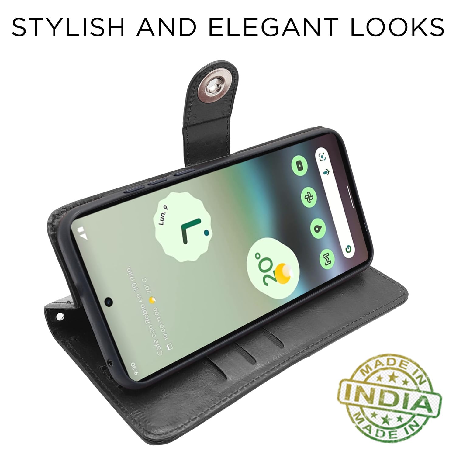Google Pixel 6a Button mobile flip cover in black by Pikkme – photo 5