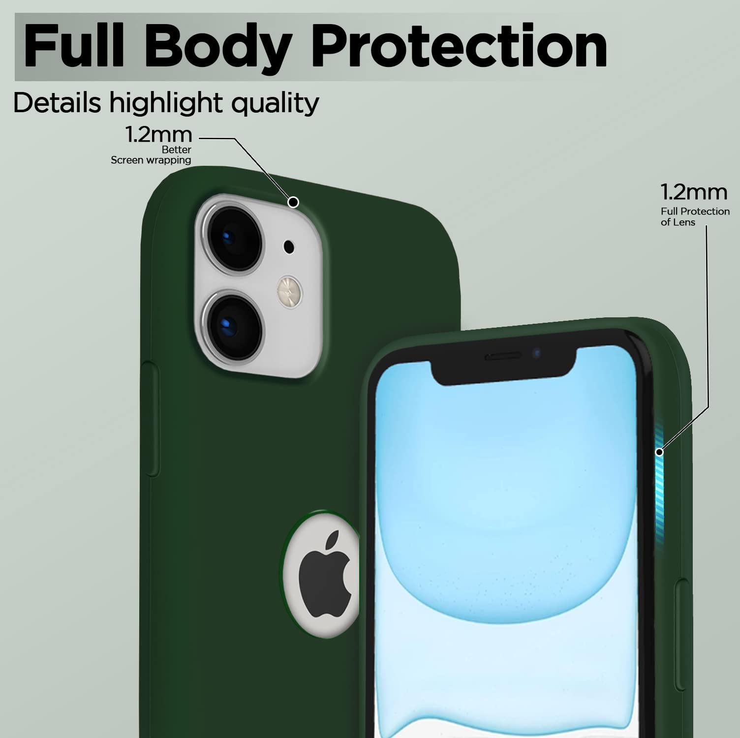 Green Soft Silicone phone cover for iPhone 11 – Pikkme – photo 3