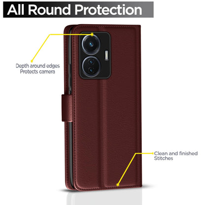 Pikkme brown mobile flip cover for iQOO Z6 44W/T1 44W – photo 4
