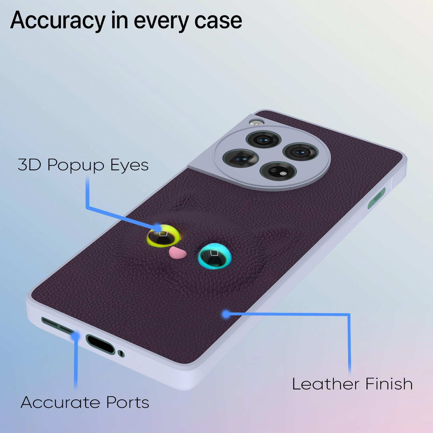 Pikkme OnePlus 12 5G Kitty Back Cover (Purple)