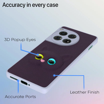 Pikkme OnePlus 12 5G Kitty Back Cover (Purple)
