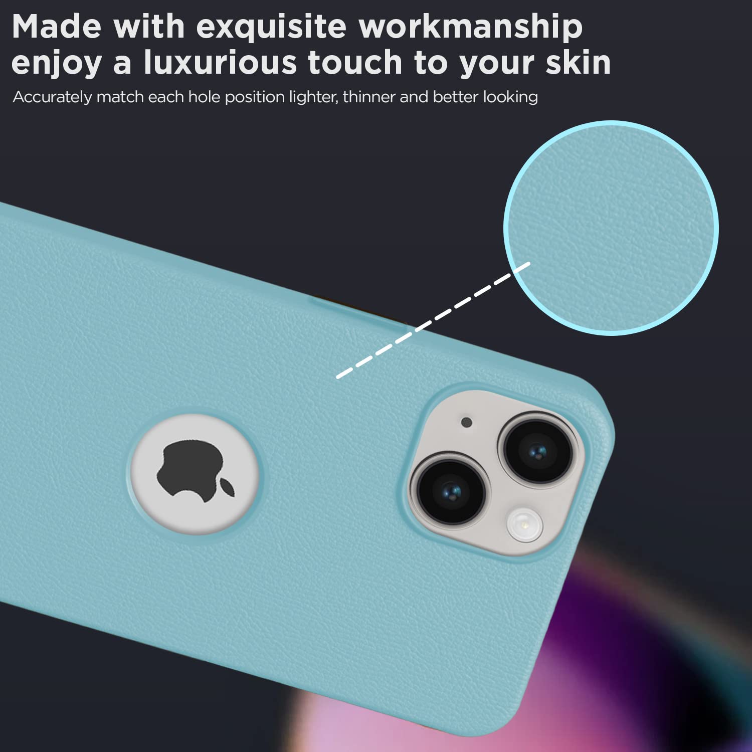 Sky blue Leather back cover for iPhone 14 – Pikkme – photo 3