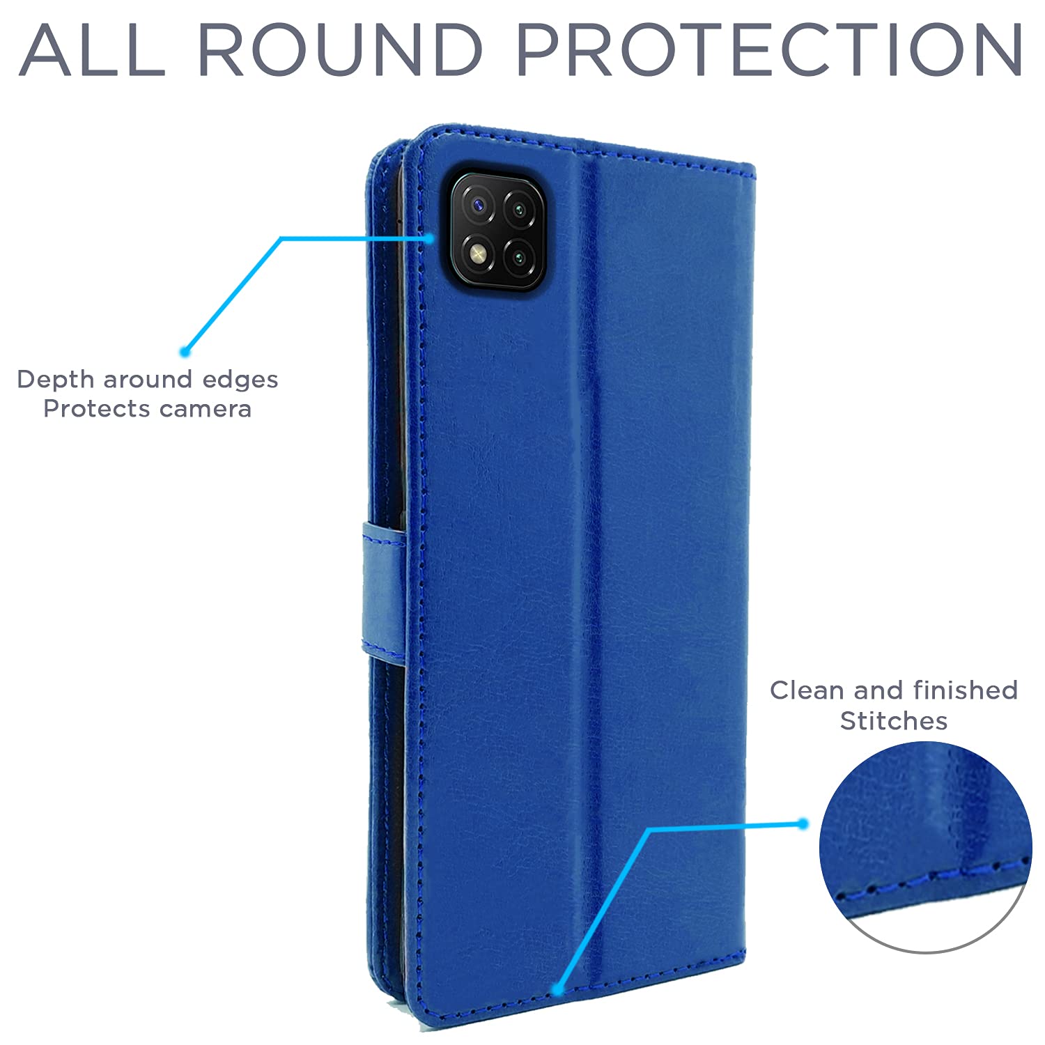Pikkme Poco C3 Vintage Flip Cover (Blue)