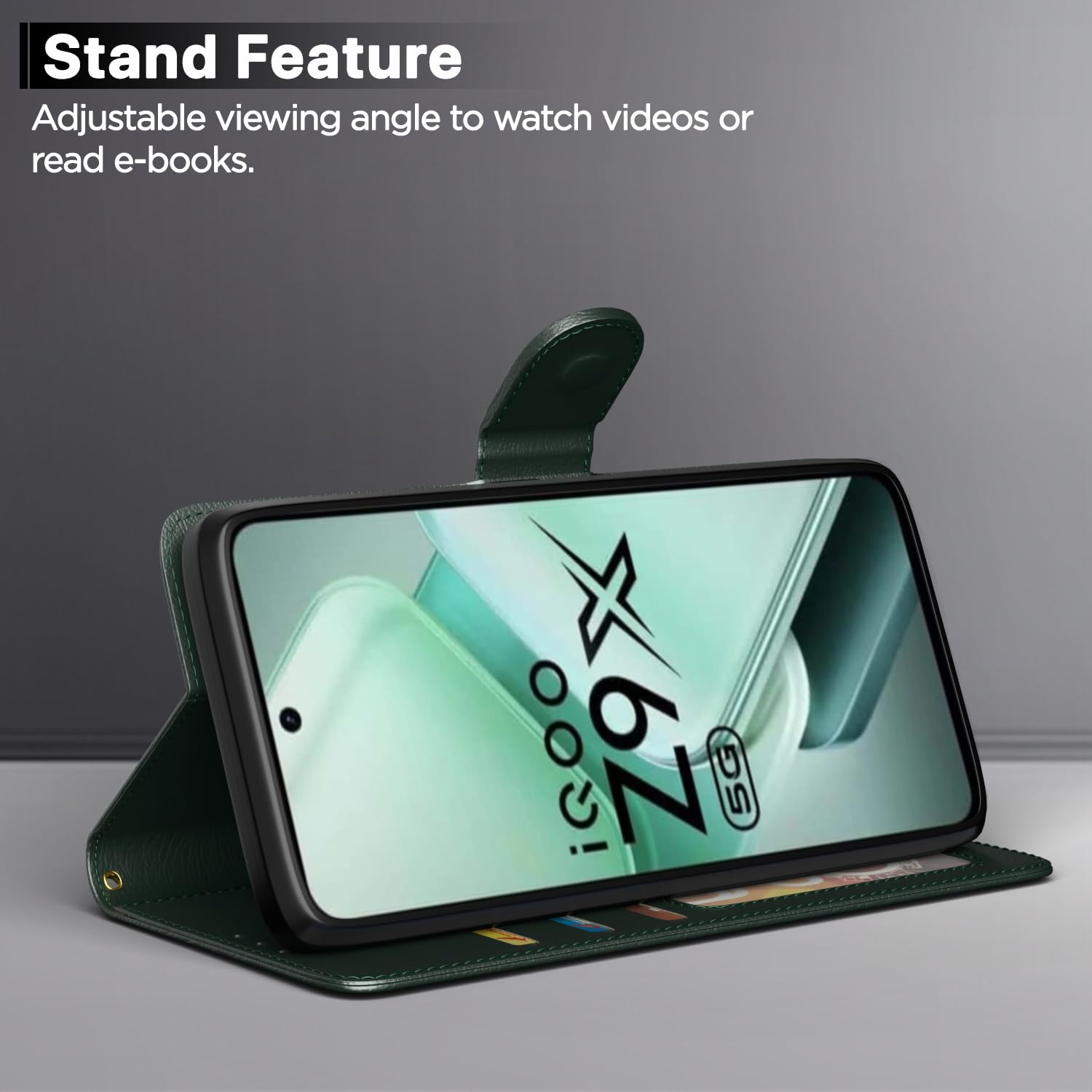 Pikkme iQOO Z9x 5G green wallet flip cover – photo 3