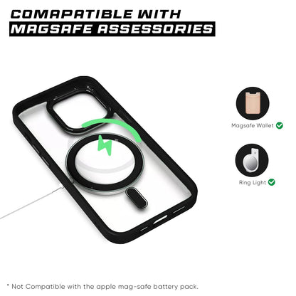 Pikkme iPhone 12/12 Pro Clear Mag-safe Transparent Back Cover (Black)