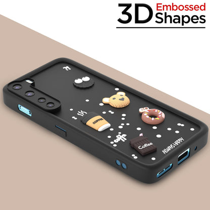 Pikkme Oneplus Nord (2020) Cute Fun Cartoon 3D Bear Coffee Back Cover (Black)