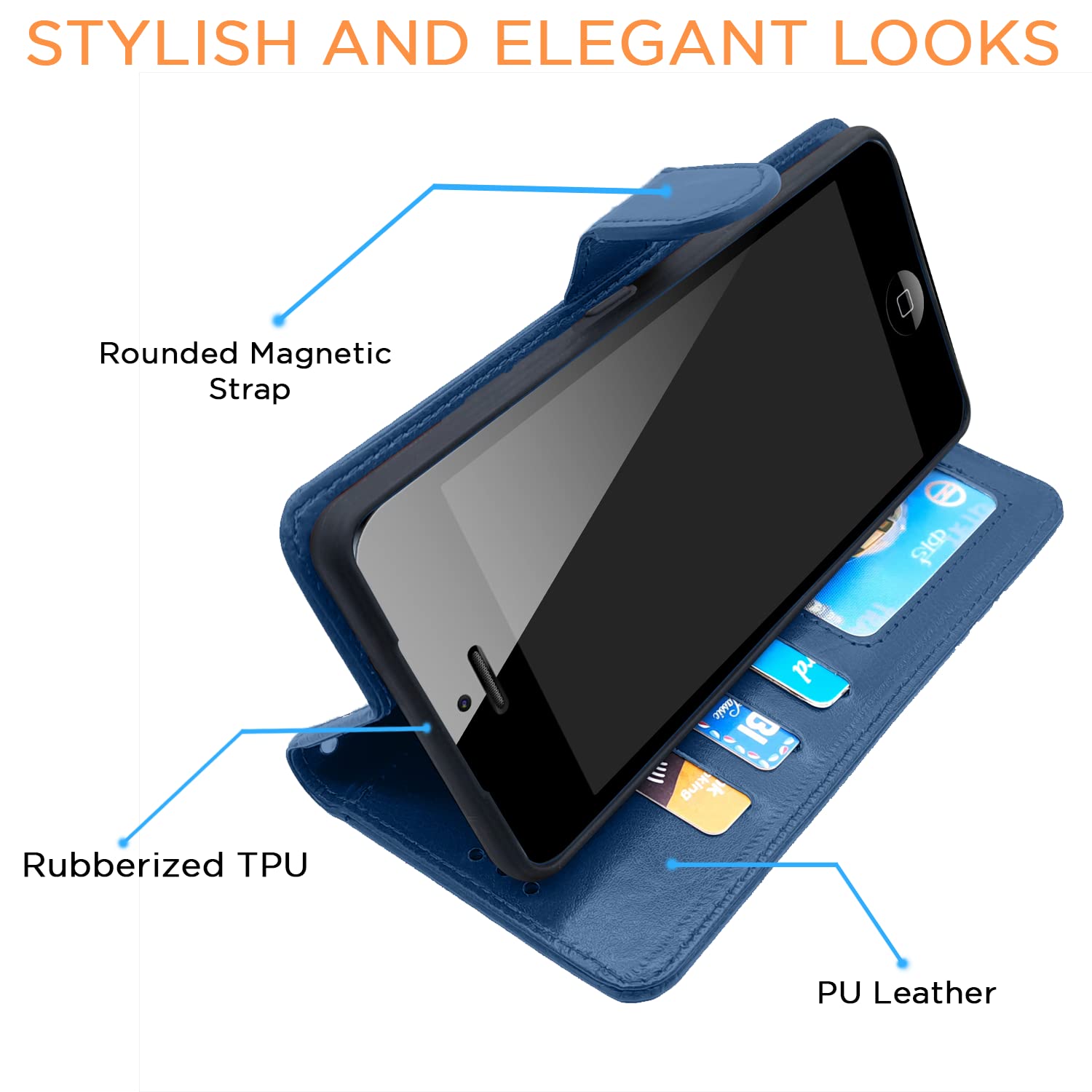 Pikkme iPhone 5 / 5s / Se Vintage Flip Cover (Blue)