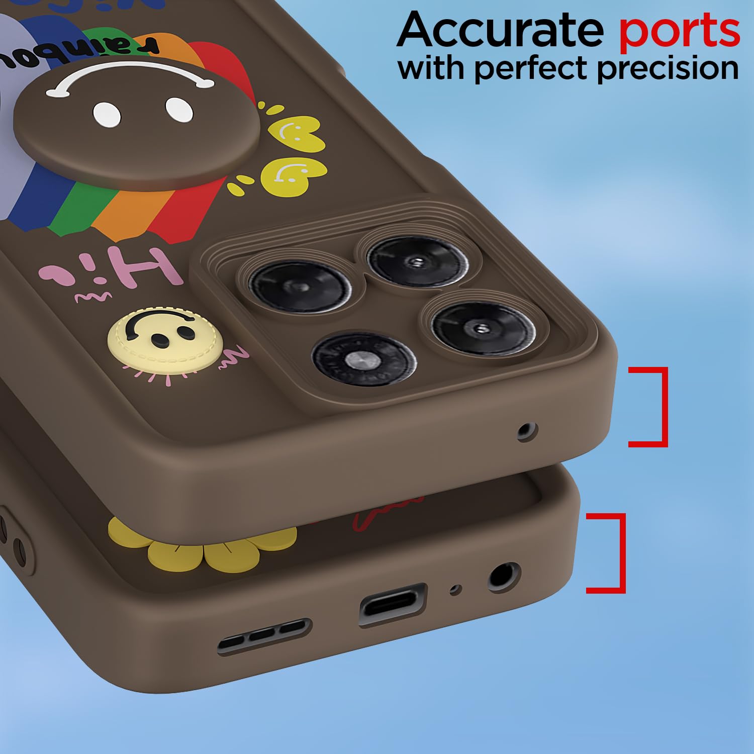 Moto G37 5G Smile Rainbow back cover in brown by Pikkme – photo 4